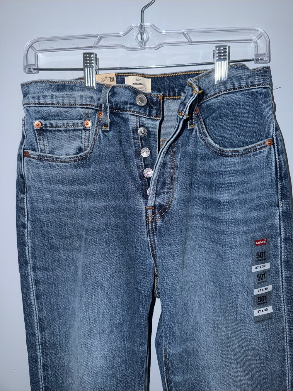 Levi’s 501 Original Women’s Jeans 27x30 Button Fly Medium Wash NWT